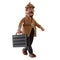 3D detective cartoon walking holding suitcase