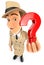 3d detective holding a question mark icon