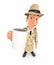 3d detective standing with cup