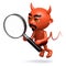 3d Devil with a magnifying glass