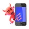 3d Devil with a smartphone