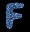 3D Diamond letter F on black isolated