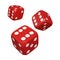 3d Dice. Realistic red craps. Casino and betting background. Vector