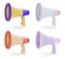 3d Different Megaphones Icons Set Plasticine Cartoon Style. Vector