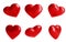 3d Different Red Valentine Hearts Set Plasticine Cartoon Style. Vector