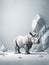 3D digital art presents a polygon mesh background with a majestic rhino as the focal point