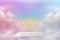 3d display pedestal podium, cloudy and dreamy, beautiful, in pastel background, realistic, Generative Ai