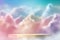 3d display pedestal podium, cloudy and dreamy, beautiful, in pastel background, realistic, Generative Ai