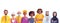 3D diverse people avatar set, person vector business group, multicultural character student crowd.