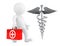 3D Doctor Character with Silver Medical Caduceus Symbol. 3d Rend