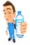 3d doctor holding water bottle