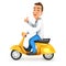 3d doctor riding scooter with thumb up