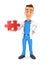 3d doctor standing with a piece of puzzle