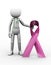 3d doctor standing with pink breast cancer ribbon
