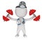 3d doctor with stethoscope and red dumbbells