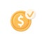 3D Dollar and check mark illustration. Approved Payment icon. Successful transaction. Buy or sell currency online