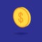 3d dollar coin design with dark blue background vector.Finace and business concept.