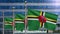 3D, Dominican flag waving on wind. Dominica banner blowing soft silk