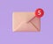 3D E-mail icon with notification, unread mail logo. 3d render illustration