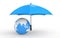 3d earth globe under umbrella