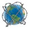 3d earth surrounded by barbed wire