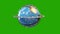 3d Earth with traffic revolving, pollution concept, loop, Green Screen Chromakey