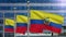 3D, Ecuadorian flag waving on wind. Closeup Ecuador banner blowing soft silk