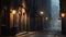3d effect - A foggy London downtown alleyway