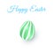 3d egg logo. isolated green symbol of Easter. Text: Happy Easter on white backgraund.