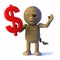 3d Egyptian mummy monster has US Dollar symbol