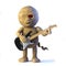 3d Egyptian mummy monster plays electric guitar