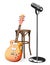 3D Electric guitar stool and microphone