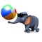 3d Elephant plays with a beach ball