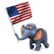 3d Elephant with the stars and stripes