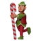 3D Elf Cartoon Design with a giant candy stick