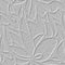 3d embossed lines floral seamless pattern. Textured beautiful leafy relief background. Repeat emboss white backdrop. Surface