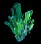 3d emerald green crystal, abstract faceted gem, rough nugget