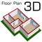 3D empty house floor plan