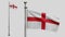 3D, England flag waving on wind. Close up of English banner blowing soft silk