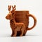 3d Engraved Lego Deer On Orange Mug - Realistic And Detailed Design