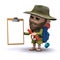 3d Explorer with clipboard and pencil