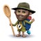 3d Explorer holding a wooden spoon