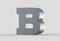 3D extruded uppercase letter B isolated on soft gray background.