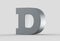 3D extruded uppercase letter D isolated on soft gray background.