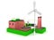 3d Factory energy efficiency with windmill.