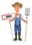 3d farmer with farm sign and fork