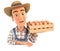 3d farmer holding wooden crate of eggs
