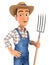 3d farmer standing up with fork