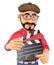 3D Film director with a clapperboard
