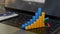 3D financial graphs and chart, business growth, company statistics, success